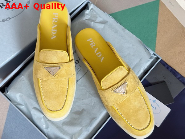 Prada Suede Mules in Yellow 1D270N Replica