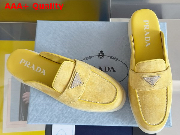 Prada Suede Mules in Yellow 1D270N Replica