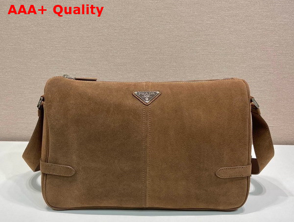 Prada Suede Shoulder Bag in Cocoa Brown 2VH187 Replica