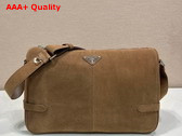 Prada Suede Shoulder Bag in Cocoa Brown 2VH187 Replica