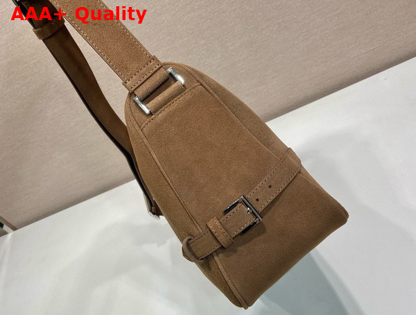 Prada Suede Shoulder Bag in Cocoa Brown 2VH187 Replica