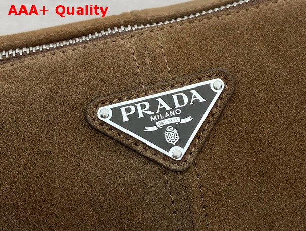 Prada Suede Shoulder Bag in Cocoa Brown 2VH187 Replica