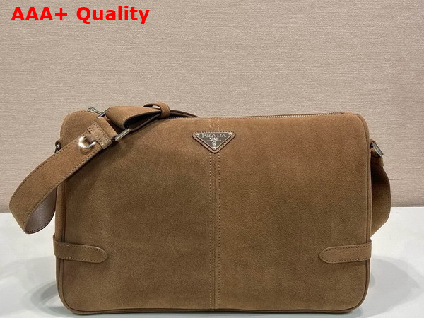 Prada Suede Shoulder Bag in Cocoa Brown 2VH187 Replica