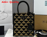 Prada Symbole Jacquard Fabric Micro Bag Black Beige 1BA355 Replica