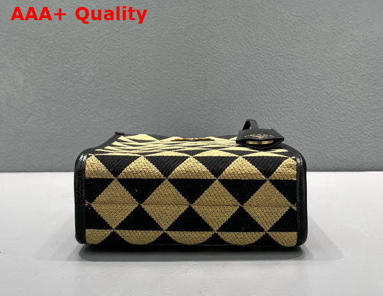 Prada Symbole Jacquard Fabric Micro Bag Black Beige 1BA355 Replica