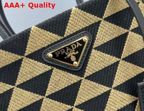 Prada Symbole Jacquard Fabric Micro Bag Black Beige 1BA355 Replica