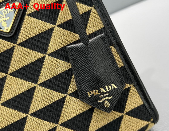 Prada Symbole Jacquard Fabric Micro Bag Black Beige 1BA355 Replica