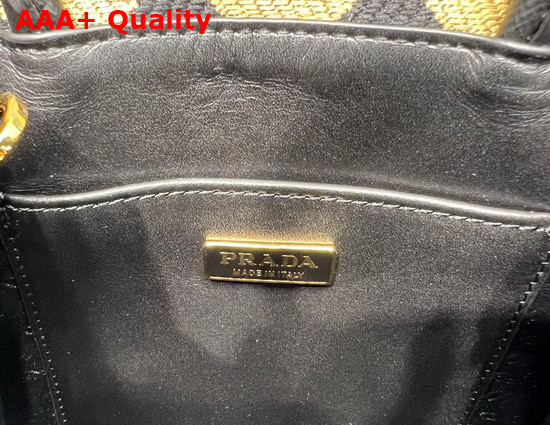 Prada Symbole Jacquard Fabric Micro Bag Black Beige 1BA355 Replica