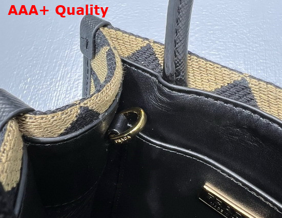 Prada Symbole Jacquard Fabric Micro Bag Black Beige 1BA355 Replica