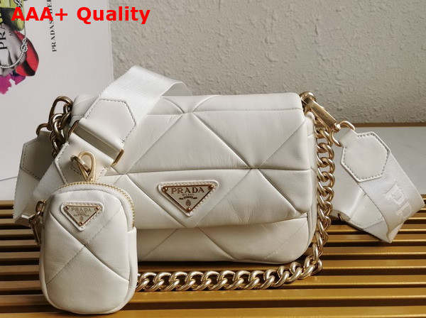 Prada System Nappa Leather Patchwork Bag White 1BD292 Replica