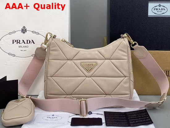 Prada System Nappa Leather Patchwork Shoulder Bag Water Lily 1BC157 Replica