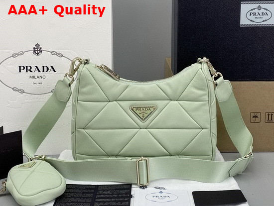 Prada System Nappa Leather Patchwork Shoulder Bag in Light Green 1BC157 Replica