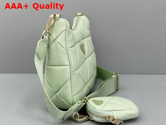 Prada System Nappa Leather Patchwork Shoulder Bag in Light Green 1BC157 Replica