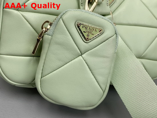 Prada System Nappa Leather Patchwork Shoulder Bag in Light Green 1BC157 Replica