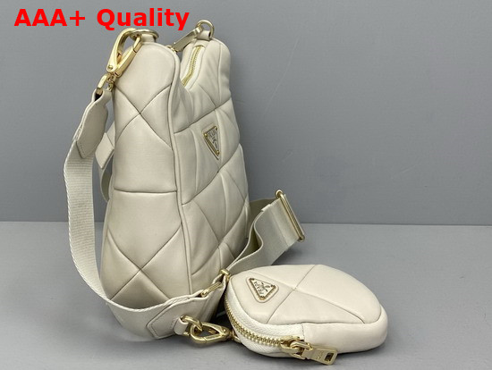 Prada System Nappa Leather Patchwork Shoulder Bag in White 1BC157 Replica