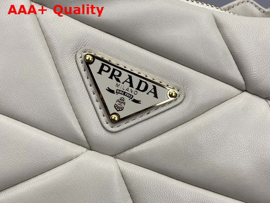 Prada System Nappa Leather Patchwork Shoulder Bag in White 1BC157 Replica