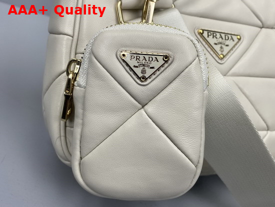 Prada System Nappa Leather Patchwork Shoulder Bag in White 1BC157 Replica