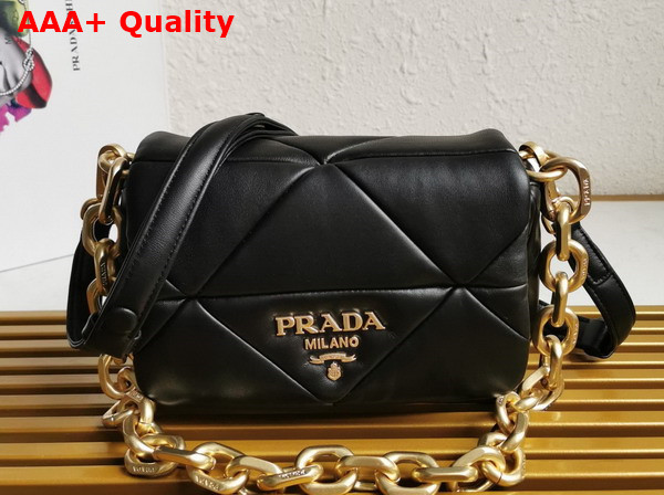 Prada System Nappa Patchwork Shoulder Bag in Black 1BD292 Replica