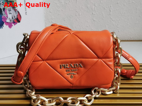 Prada System Nappa Patchwork Shoulder Bag in Orange 1BD292 Replica