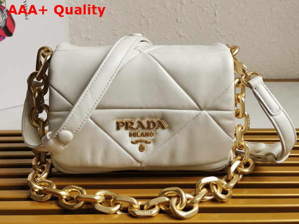 Prada System Nappa Patchwork Shoulder Bag in White 1BD292 Replica