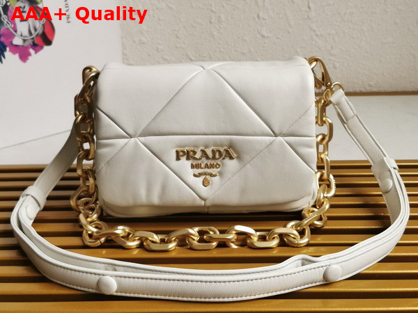 Prada System Nappa Patchwork Shoulder Bag in White 1BD292 Replica