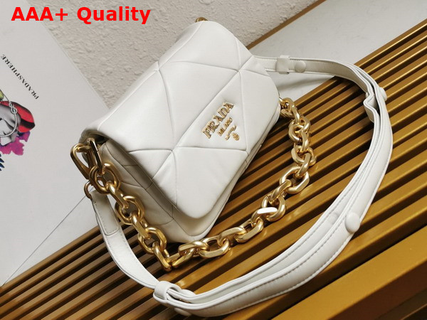 Prada System Nappa Patchwork Shoulder Bag in White 1BD292 Replica