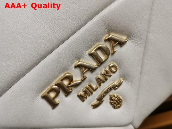 Prada System Nappa Patchwork Shoulder Bag in White 1BD292 Replica