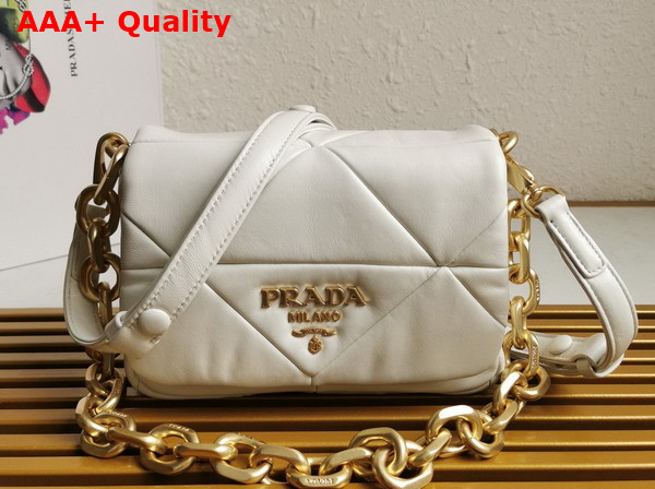 Prada System Nappa Patchwork Shoulder Bag in White 1BD292 Replica