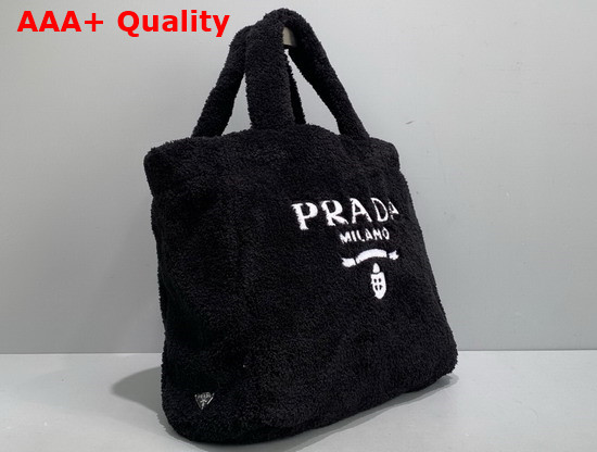 Prada Terry Tote Bag Black and White 1BG130 Replica