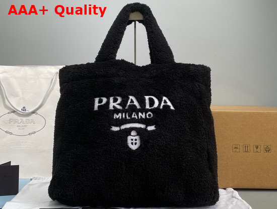 Prada Terry Tote Bag Black and White 1BG130 Replica