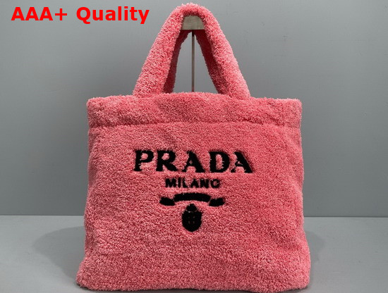 Prada Terry Tote Bag Petal Pink and Black 1BG130 Replica