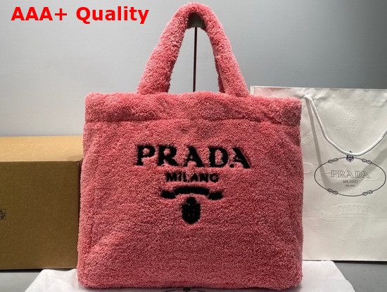 Prada Terry Tote Bag Petal Pink and Black 1BG130 Replica