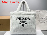 Prada Terry Tote Bag White and Black 1BG130 Replica