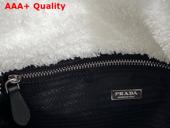 Prada Terry Tote Bag White and Black 1BG130 Replica