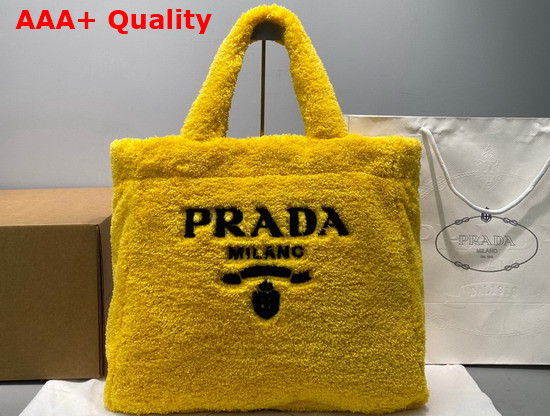 Prada Terry Tote Bag Yellow and Black 1BG130 Replica