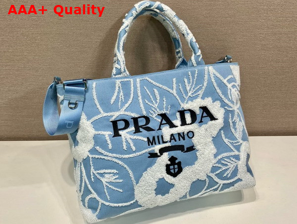 Prada Tote Bag in Light Blue Embroidered Denim Replica