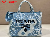 Prada Tote Bag in Light Blue Embroidered Denim Replica