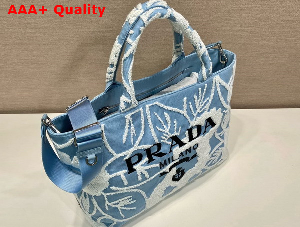 Prada Tote Bag in Light Blue Embroidered Denim Replica