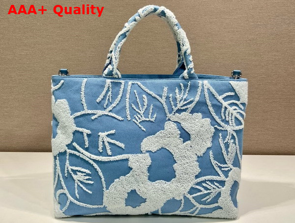 Prada Tote Bag in Light Blue Embroidered Denim Replica