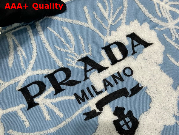 Prada Tote Bag in Light Blue Embroidered Denim Replica