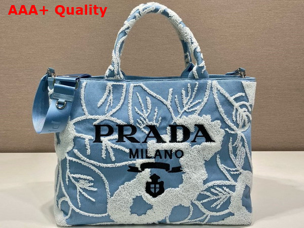 Prada Tote Bag in Light Blue Embroidered Denim Replica