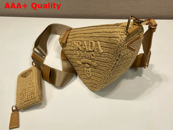 Prada Triangle Crochet Shoulder Bag in Natural 1BH190 Replica