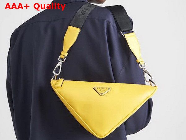 Prada Triangle Leather Bag in Sunny Yellow 2VH155 Replica