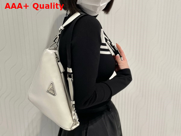 Prada Triangle Leather Bag in White 2VH155 Replica