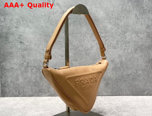 Prada Triangle Leather Pouch in Sand Beige 1NQ043 Replica