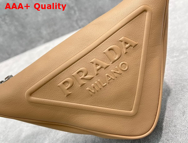 Prada Triangle Leather Pouch in Sand Beige 1NQ043 Replica