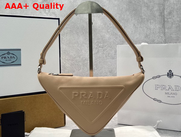 Prada Triangle Leather Pouch in Sand Beige 1NQ043 Replica