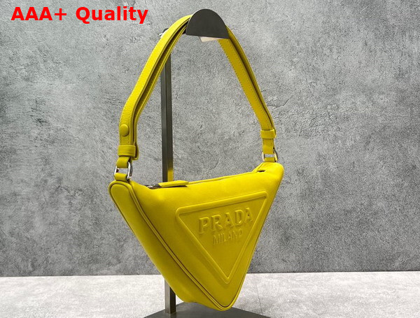 Prada Triangle Leather Pouch in Sunny Yellow 1NQ043 Replica