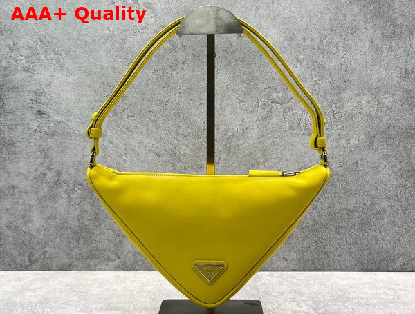 Prada Triangle Leather Pouch in Sunny Yellow 1NQ043 Replica