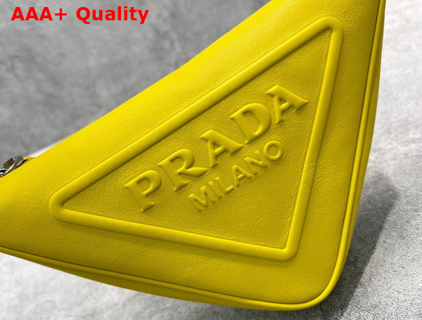 Prada Triangle Leather Pouch in Sunny Yellow 1NQ043 Replica